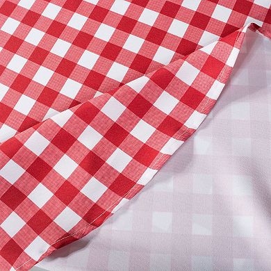 60" Red and White Plaid Round Outdoor Tablecloth