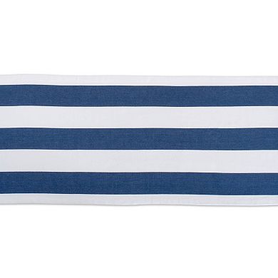 18" x 72" Navy Blue and White Dobby Striped Pattern Rectangular Table Runner