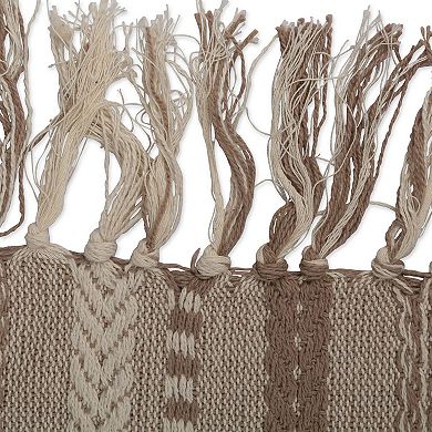 108" Brown Braided Stripe Rectangular Table Runner with Tassel Knots