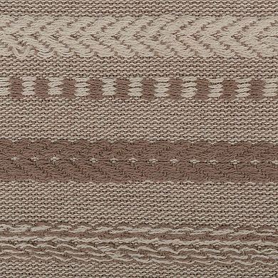 108" Brown Braided Stripe Rectangular Table Runner with Tassel Knots