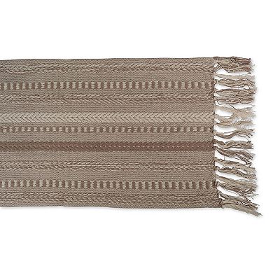 108" Brown Braided Stripe Rectangular Table Runner with Tassel Knots