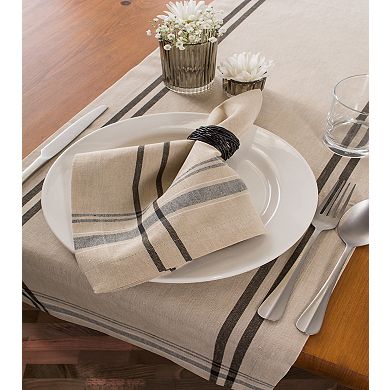 14" x 108" Neutral Taupe and Black French Stripe Rectangular Table Runner