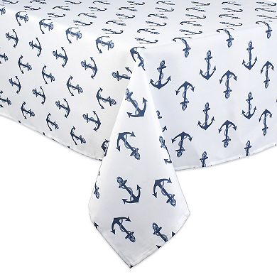 120" Zippered Outdoor Tablecloth with Printed Anchors Design