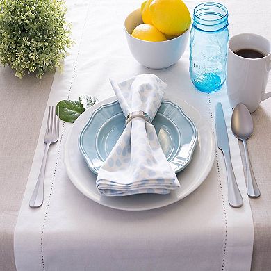 Natural Gray Chambray Round Tablecloth with Mitered Corner 70"