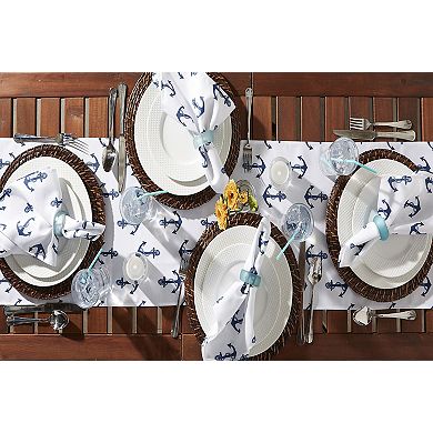 72" Outdoor Table Runner with Anchors Printed Design