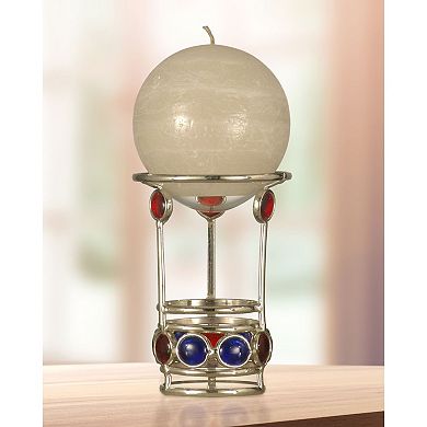 Set of 4 Red and Blue Gem Accented Candle Holders 5.25"