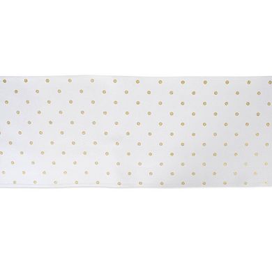 90" White and Gold Rectangular Polka Dot Table Runner