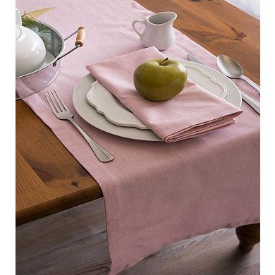 14" x 108" Rose Pink Rectangular Solid Chambray Table Runner