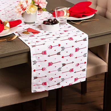 72" Red Hearts and Arrows Printed Valentine's Day Table Runner