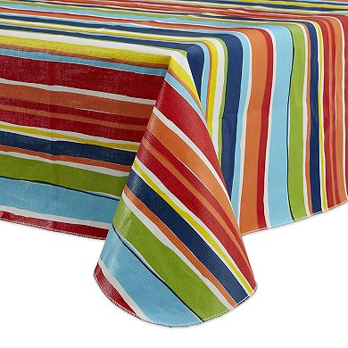 9.5' Summer Stripes Multicolored Vinyl Tablecloth