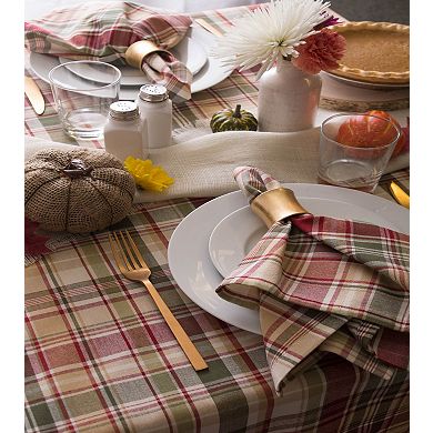 Vibrantly Colored Give Thanks Plaid Designed Tablecloth 60" x 84"