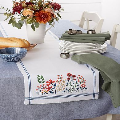 108" Table Runner with Embellished Flower Garden Design