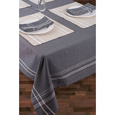 Chambray Gray and White French Stripe Patterned Rectangular Tablecloth 60" x 84"