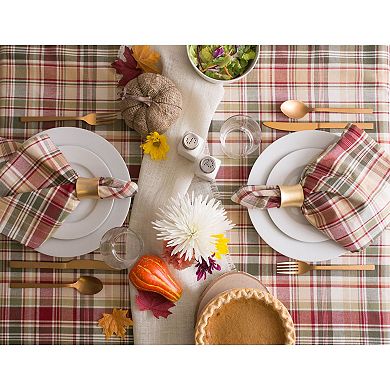 70" Red and Green Plaid Round Outdoor Tablecloth