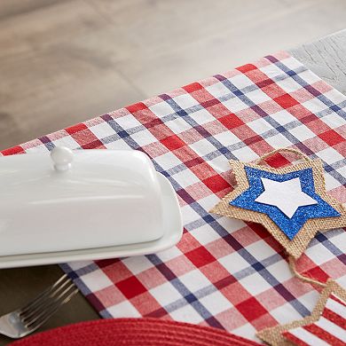 14" x 108" Red and White Plaid Table Runner