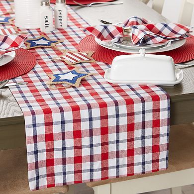 14" x 108" Red and White Plaid Table Runner