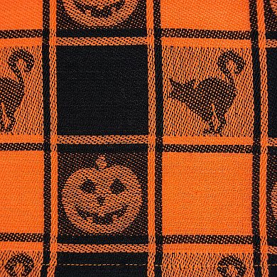 72" Black and Orange Rectangular Halloween Themed Table Runner