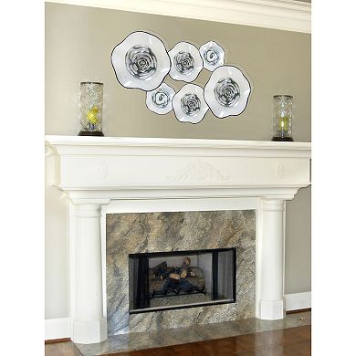 White and Gray Contemporary Cavalier Glass Wall Art Decor 12"