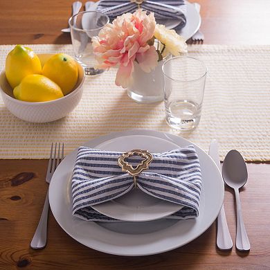 72" Yellow and White Seersucker Striped Rectangular Table Runner