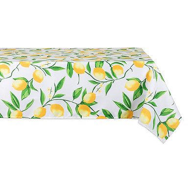 84" Daffodil Yellow and Green Lemon Bliss Printed Rectangular Tablecloth