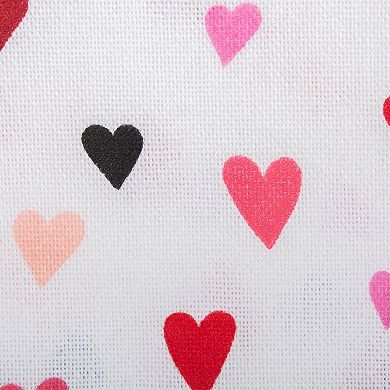 72" White and Pink Hearts Printed Rectangular Table Runner