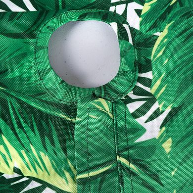 52" Green and White Banana Leaf Outdoor Round Tablecloth with Zipper