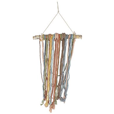 31" Rustic Knotted Rope Shade on Birch Branch Wall Art Decoration