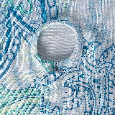 120" Zippered Outdoor Tablecloth with Blue Watercolor Paisley Print Design