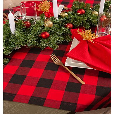 Red and Black Buffalo Plaid Rectangular Christmas Tablecloth 60" x 104"