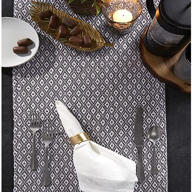 15" x 72" Gray with Diamond Design Rectangular Table Runner