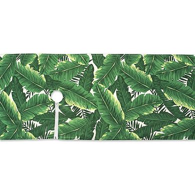 108" Green and White Banana Leaf Outdoor Table Runner With Zipper