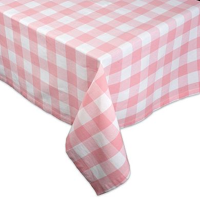 84" Pale Pink and White Checkered Rectangular Tablecloth