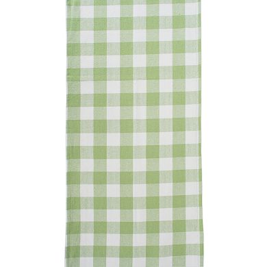 108" Green and White Checkered Fringe Rectangular Table Runner