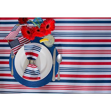 Red and Blue Patriotic Striped Rectangular Tablecloth 60” x 84”