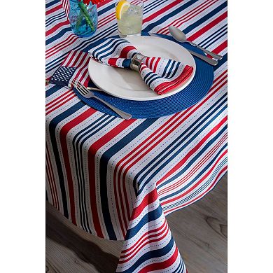 Red and Blue Patriotic Striped Rectangular Tablecloth 60” x 84”