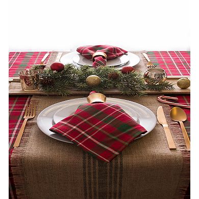 52" Red and Green Plaid Square Cotton Tablecloth