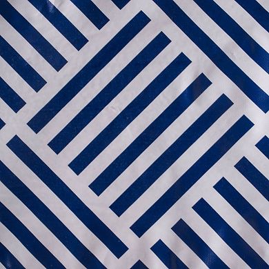 70" White and Navy Blue Grid Round Tablecloth