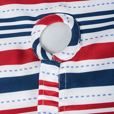 Red and Blue Patriotic Striped Round Tablecloth with Zipper 60”