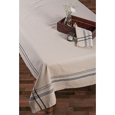 White and Blue French Striped Pattern Rectangular Tablecloth 60" x 120"