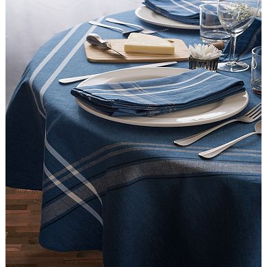 Blue French Striped Pattern Rectangular Tablecloth 60" x 120"