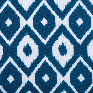 Blue and White Ikat Patterned Round Tablecloth 60”