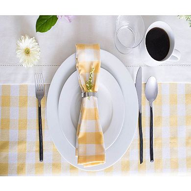 White and Yellow Checkered Chambray Rectangular Tablecloth 60" x 84"