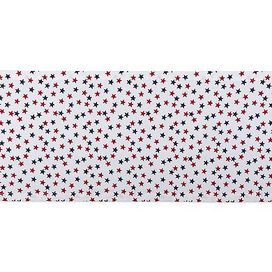 72" Red and Blue Americana Stars Printed Rectangular Table Runner