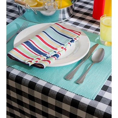 60" x 84" Black and White Checkered Rectangular Tablecloth