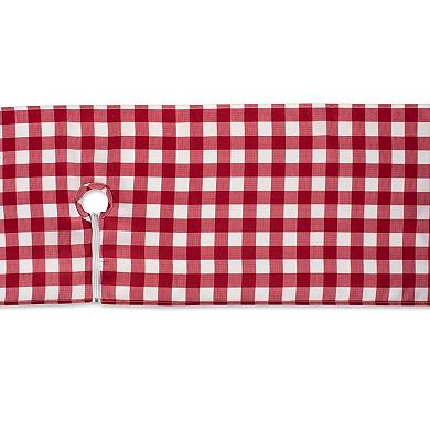 72" Red and White Checkered Outdoor Table Runner With Zipper