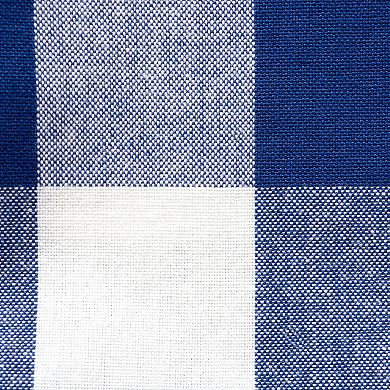 60" x 84" Navy Blue And White Buffalo Checkered Rectangular Tablecloth