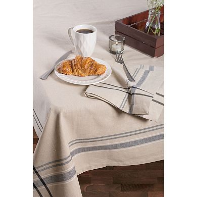 White and Blue French Striped Pattern Round Tablecloth 70"
