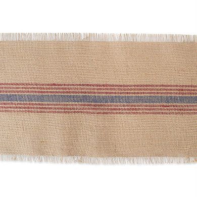 72" Brown and Red Middle Stripe Printed Rectangular Table Runner
