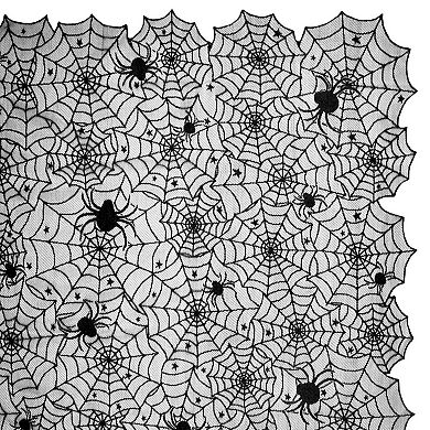 72" Black and White Spider Webb Lace Halloween Tablecloth