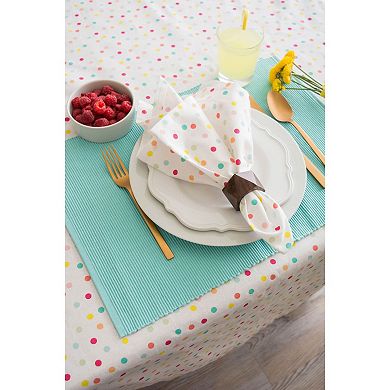 70" Pearl White and Pink Polka Dots Printed Round Tablecloth